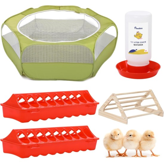 Pawaboo Small Animals Outdoor Enclosure, Waterproof Foldable Rabbit Outdoor Enclosure for Rabbits, Chickens, Kittens, Puppies, Rabbits, Hamsters, Visual Playpen with Mesh Zip and Nylon Base - Green Pawaboo Small Animals Outdoor Enclosure, Waterproof Foldable Rabbit Outdoor Enclosure for Rabbits, Chickens, Kittens, Puppies, Rabbits, Hamsters, Visual Playpen with Mesh Zip and Nylon Base - Green
