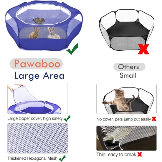 Pawaboo Small Animals Outdoor Enclosure, Waterproof Foldable Rabbit Outdoor Enclosure for Rabbits, Chickens, Kittens, Puppies, Rabbits, Hamsters, Visual Playpen with Mesh Zip and Nylon Base - Green Pawaboo Small Animals Outdoor Enclosure, Waterproof Foldable Rabbit Outdoor Enclosure for Rabbits, Chickens, Kittens, Puppies, Rabbits, Hamsters, Visual Playpen with Mesh Zip and Nylon Base - Green