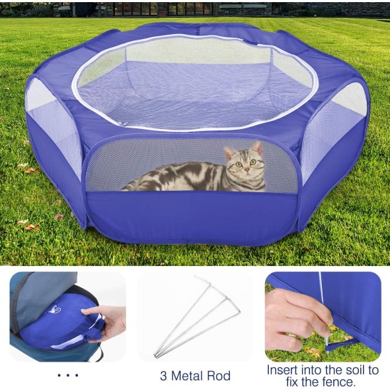 Pawaboo Small Animals Outdoor Enclosure, Waterproof Foldable Rabbit Outdoor Enclosure for Rabbits, Chickens, Kittens, Puppies, Rabbits, Hamsters, Visual Playpen with Mesh Zip and Nylon Base - Green Pawaboo Small Animals Outdoor Enclosure, Waterproof Foldable Rabbit Outdoor Enclosure for Rabbits, Chickens, Kittens, Puppies, Rabbits, Hamsters, Visual Playpen with Mesh Zip and Nylon Base - Green