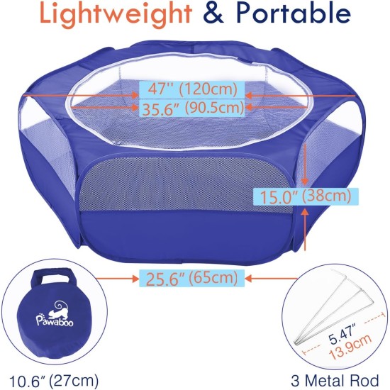 Pawaboo Small Animals Outdoor Enclosure, Waterproof Foldable Rabbit Outdoor Enclosure for Rabbits, Chickens, Kittens, Puppies, Rabbits, Hamsters, Visual Playpen with Mesh Zip and Nylon Base - Green Pawaboo Small Animals Outdoor Enclosure, Waterproof Foldable Rabbit Outdoor Enclosure for Rabbits, Chickens, Kittens, Puppies, Rabbits, Hamsters, Visual Playpen with Mesh Zip and Nylon Base - Green