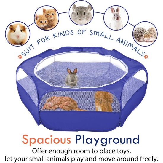 Pawaboo Small Animals Outdoor Enclosure, Waterproof Foldable Rabbit Outdoor Enclosure for Rabbits, Chickens, Kittens, Puppies, Rabbits, Hamsters, Visual Playpen with Mesh Zip and Nylon Base - Green Pawaboo Small Animals Outdoor Enclosure, Waterproof Foldable Rabbit Outdoor Enclosure for Rabbits, Chickens, Kittens, Puppies, Rabbits, Hamsters, Visual Playpen with Mesh Zip and Nylon Base - Green