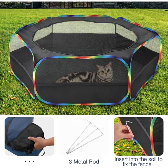 Pawaboo Small Animals Outdoor Enclosure, Waterproof Foldable Rabbit Outdoor Enclosure for Rabbits, Chickens, Kittens, Puppies, Rabbits, Hamsters, Visual Playpen with Mesh Zip and Nylon Base - Green Pawaboo Small Animals Outdoor Enclosure, Waterproof Foldable Rabbit Outdoor Enclosure for Rabbits, Chickens, Kittens, Puppies, Rabbits, Hamsters, Visual Playpen with Mesh Zip and Nylon Base - Green