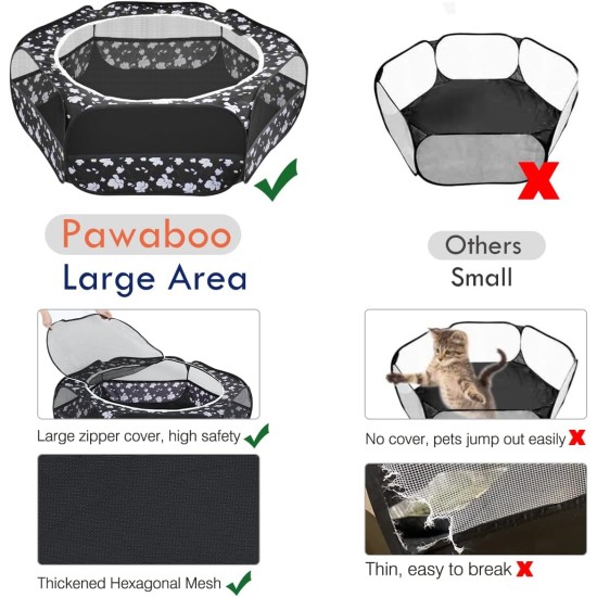 Pawaboo Small Animals Outdoor Enclosure, Waterproof Foldable Rabbit Outdoor Enclosure for Rabbits, Chickens, Kittens, Puppies, Rabbits, Hamsters, Visual Playpen with Mesh Zip and Nylon Base - Green Pawaboo Small Animals Outdoor Enclosure, Waterproof Foldable Rabbit Outdoor Enclosure for Rabbits, Chickens, Kittens, Puppies, Rabbits, Hamsters, Visual Playpen with Mesh Zip and Nylon Base - Green