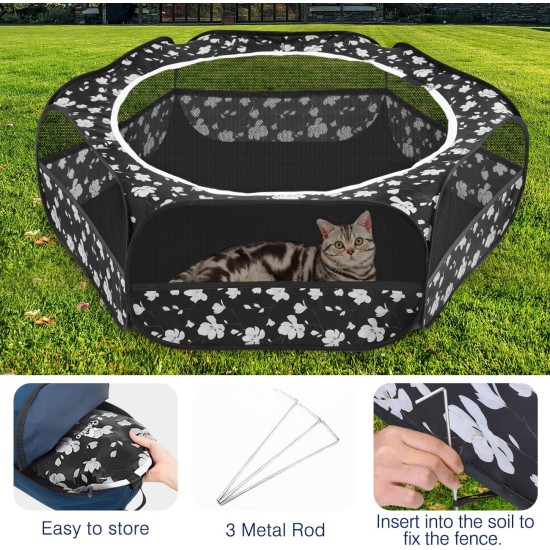 Pawaboo Small Animals Outdoor Enclosure, Waterproof Foldable Rabbit Outdoor Enclosure for Rabbits, Chickens, Kittens, Puppies, Rabbits, Hamsters, Visual Playpen with Mesh Zip and Nylon Base - Green Pawaboo Small Animals Outdoor Enclosure, Waterproof Foldable Rabbit Outdoor Enclosure for Rabbits, Chickens, Kittens, Puppies, Rabbits, Hamsters, Visual Playpen with Mesh Zip and Nylon Base - Green