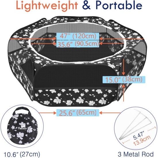 Pawaboo Small Animals Outdoor Enclosure, Waterproof Foldable Rabbit Outdoor Enclosure for Rabbits, Chickens, Kittens, Puppies, Rabbits, Hamsters, Visual Playpen with Mesh Zip and Nylon Base - Green Pawaboo Small Animals Outdoor Enclosure, Waterproof Foldable Rabbit Outdoor Enclosure for Rabbits, Chickens, Kittens, Puppies, Rabbits, Hamsters, Visual Playpen with Mesh Zip and Nylon Base - Green