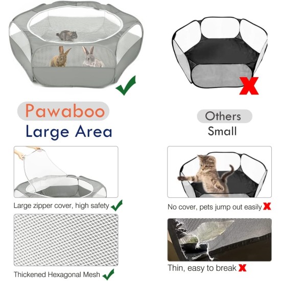 Pawaboo Small Animals Outdoor Enclosure, Waterproof Foldable Rabbit Outdoor Enclosure for Rabbits, Chickens, Kittens, Puppies, Rabbits, Hamsters, Visual Playpen with Mesh Zip and Nylon Base - Green Pawaboo Small Animals Outdoor Enclosure, Waterproof Foldable Rabbit Outdoor Enclosure for Rabbits, Chickens, Kittens, Puppies, Rabbits, Hamsters, Visual Playpen with Mesh Zip and Nylon Base - Green