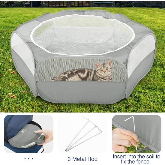 Pawaboo Small Animals Outdoor Enclosure, Waterproof Foldable Rabbit Outdoor Enclosure for Rabbits, Chickens, Kittens, Puppies, Rabbits, Hamsters, Visual Playpen with Mesh Zip and Nylon Base - Green Pawaboo Small Animals Outdoor Enclosure, Waterproof Foldable Rabbit Outdoor Enclosure for Rabbits, Chickens, Kittens, Puppies, Rabbits, Hamsters, Visual Playpen with Mesh Zip and Nylon Base - Green