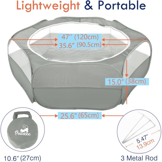 Pawaboo Small Animals Outdoor Enclosure, Waterproof Foldable Rabbit Outdoor Enclosure for Rabbits, Chickens, Kittens, Puppies, Rabbits, Hamsters, Visual Playpen with Mesh Zip and Nylon Base - Green Pawaboo Small Animals Outdoor Enclosure, Waterproof Foldable Rabbit Outdoor Enclosure for Rabbits, Chickens, Kittens, Puppies, Rabbits, Hamsters, Visual Playpen with Mesh Zip and Nylon Base - Green