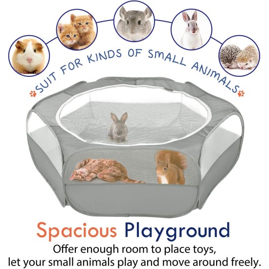 Pawaboo Small Animals Outdoor Enclosure, Waterproof Foldable Rabbit Outdoor Enclosure for Rabbits, Chickens, Kittens, Puppies, Rabbits, Hamsters, Visual Playpen with Mesh Zip and Nylon Base - Green Pawaboo Small Animals Outdoor Enclosure, Waterproof Foldable Rabbit Outdoor Enclosure for Rabbits, Chickens, Kittens, Puppies, Rabbits, Hamsters, Visual Playpen with Mesh Zip and Nylon Base - Green