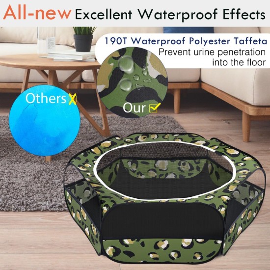 Pawaboo Small Animals Outdoor Enclosure, Waterproof Foldable Rabbit Outdoor Enclosure for Rabbits, Chickens, Kittens, Puppies, Rabbits, Hamsters, Visual Playpen with Mesh Zip and Nylon Base - Green Pawaboo Small Animals Outdoor Enclosure, Waterproof Foldable Rabbit Outdoor Enclosure for Rabbits, Chickens, Kittens, Puppies, Rabbits, Hamsters, Visual Playpen with Mesh Zip and Nylon Base - Green