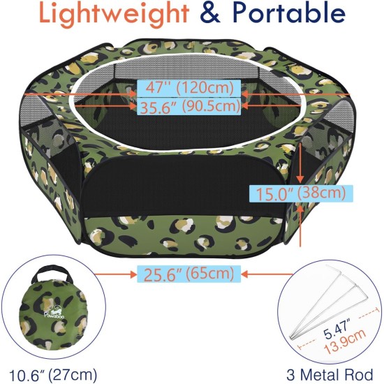 Pawaboo Small Animals Outdoor Enclosure, Waterproof Foldable Rabbit Outdoor Enclosure for Rabbits, Chickens, Kittens, Puppies, Rabbits, Hamsters, Visual Playpen with Mesh Zip and Nylon Base - Green Pawaboo Small Animals Outdoor Enclosure, Waterproof Foldable Rabbit Outdoor Enclosure for Rabbits, Chickens, Kittens, Puppies, Rabbits, Hamsters, Visual Playpen with Mesh Zip and Nylon Base - Green