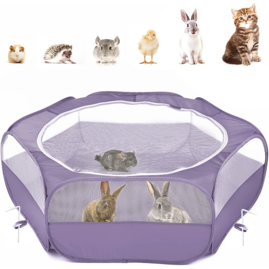 Pawaboo Small Animals Outdoor Enclosure, Waterproof Foldable Rabbit Outdoor Enclosure for Rabbits, Chickens, Kittens, Puppies, Rabbits, Hamsters, Visual Playpen with Mesh Zip and Nylon Base - Green Pawaboo Small Animals Outdoor Enclosure, Waterproof Foldable Rabbit Outdoor Enclosure for Rabbits, Chickens, Kittens, Puppies, Rabbits, Hamsters, Visual Playpen with Mesh Zip and Nylon Base - Green