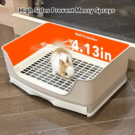 RUBYHOME Oversized Rabbit Toilet with Drawer, Corner Toilet with Grid, Potty Trainer, Larger Pet Pan for Adult Guinea Pigs, Small Animals, 42.9 cm Long (White) RUBYHOME Oversized Rabbit Toilet with Drawer, Corner Toilet with Grid, Potty Trainer, Larger Pet Pan for Adult Guinea Pigs, Small Animals, 42.9 cm Long (White)