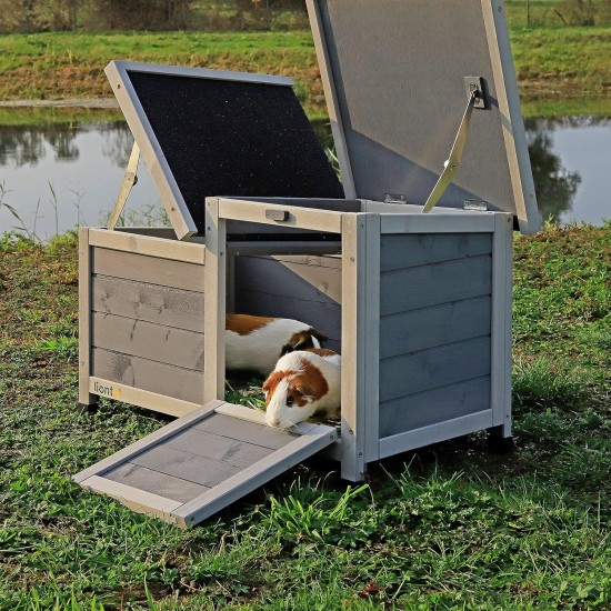 Rabbit Hutch Small Animal House Rodent House Wooden Grey 70 x 43 x 45 cm Rabbit Hutch Small Animal House Rodent House Wooden Grey 70 x 43 x 45 cm