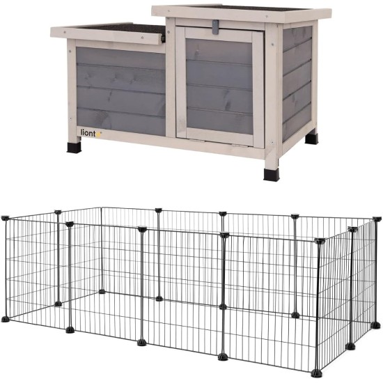 Rabbit Hutch Small Animal House Rodent House Wooden Grey 70 x 43 x 45 cm Rabbit Hutch Small Animal House Rodent House Wooden Grey 70 x 43 x 45 cm