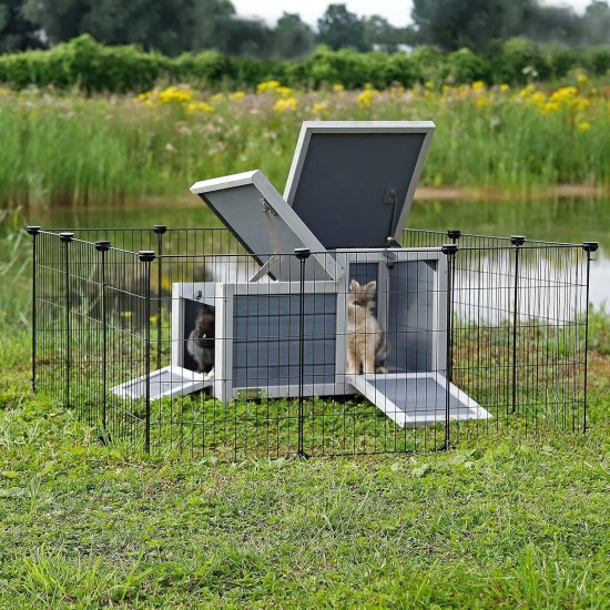 Rabbit Hutch Small Animal House Rodent House Wooden Grey 70 x 43 x 45 cm Rabbit Hutch Small Animal House Rodent House Wooden Grey 70 x 43 x 45 cm