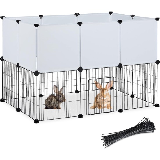 Relaxdays Outdoor Enclosure, DIY Outdoor Enclosure for Plugging, HBT 72.5 x 110 x 74 cm, Outlet Grid for Small Animals, Black/White Relaxdays Outdoor Enclosure, DIY Outdoor Enclosure for Plugging, HBT 72.5 x 110 x 74 cm, Outlet Grid for Small Animals, Black/White