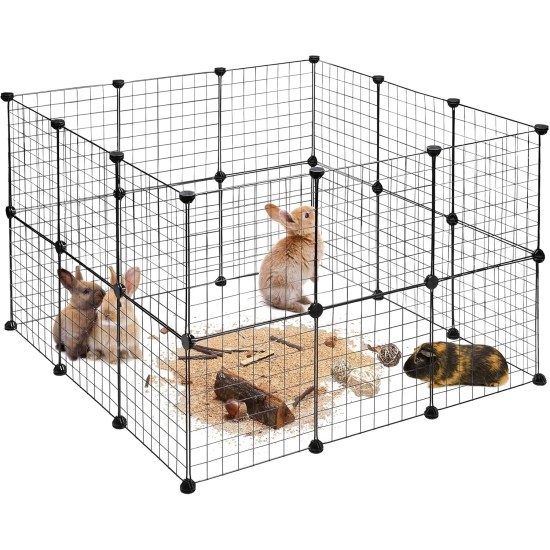 Relaxdays Outdoor Enclosure, DIY Outdoor Enclosure for Small Animals, Expandable Rabbit Run, HBT Approx. 72 x 110 x 110 cm, Black Relaxdays Outdoor Enclosure, DIY Outdoor Enclosure for Small Animals, Expandable Rabbit Run, HBT Approx. 72 x 110 x 110 cm, Black