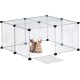 Relaxdays Outdoor Enclosure, HBT 37 x 75 x 75 cm, Outdoor Enclosure with Door & Cover, DIY Small Animal Enclosure, Transparent, White