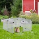 Relaxdays Outdoor Enclosure, HBT 37 x 75 x 75 cm, Outdoor Enclosure with Door & Cover, DIY Small Animal Enclosure, Transparent, White