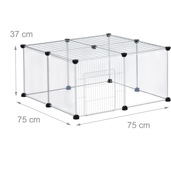 Relaxdays Outdoor Enclosure, HBT 37 x 75 x 75 cm, Outdoor Enclosure with Door & Cover, DIY Small Animal Enclosure, Transparent, White Relaxdays Outdoor Enclosure, HBT 37 x 75 x 75 cm, Outdoor Enclosure with Door & Cover, DIY Small Animal Enclosure, Transparent, White