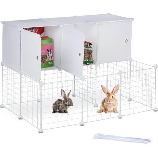 Relaxdays Outdoor Enclosure for Small Animals, Expandable DIY Plug-In System, H x W x D: 72 x 145 x 110 cm, Metal Grid, Black Relaxdays Outdoor Enclosure for Small Animals, Expandable DIY Plug-In System, H x W x D: 72 x 145 x 110 cm, Metal Grid, Black