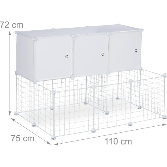 Relaxdays Outdoor Enclosure for Small Animals, Expandable DIY Plug-In System, H x W x D: 72 x 145 x 110 cm, Metal Grid, Black Relaxdays Outdoor Enclosure for Small Animals, Expandable DIY Plug-In System, H x W x D: 72 x 145 x 110 cm, Metal Grid, Black