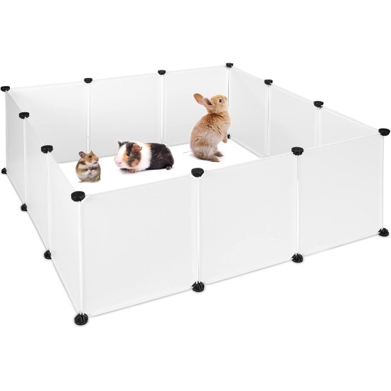 Relaxdays Plastic Outdoor Enclosure DIY for Outdoors Expandable for Small Animals Rabbit Run Various Sizes - White