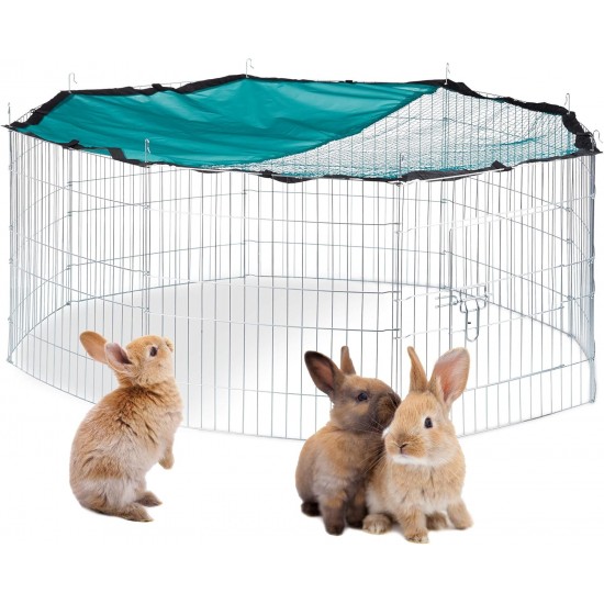 Relaxdays XL Outdoor Enclosure with Net Cover for Rabbits and Rodents, Small Animal Enclosure with Sun Protection, Diameter 145 cm, Galvanised Relaxdays XL Outdoor Enclosure with Net Cover for Rabbits and Rodents, Small Animal Enclosure with Sun Protection, Diameter 145 cm, Galvanised
