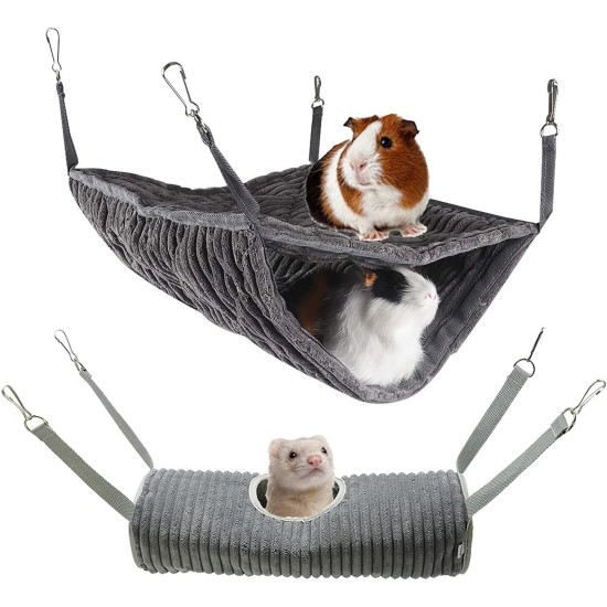 Small Animal Hammock Ferret Hammock Hammock and Tunnel Hamster Squirrel Sugar Slingshot Guinea Pig Ferret Accessories Hanging Hideaway Tunnel Tube Toy for Cage (Grey) Small Animal Hammock Ferret Hammock Hammock and Tunnel Hamster Squirrel Sugar Slingshot Guinea Pig Ferret Accessories Hanging Hideaway Tunnel Tube Toy for Cage (Grey)