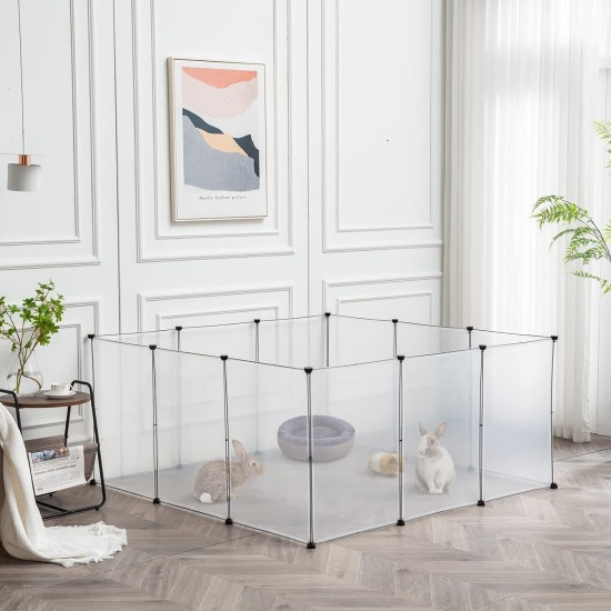 Small Animal Playpen Guinea Pig Cage Playpen for Puppy Dog Rabbit Rabbit Indoor Outdoor Fence White Clear Plastic 12 x 12 Inch 12 Panels Small Animal Playpen Guinea Pig Cage Playpen for Puppy Dog Rabbit Rabbit Indoor Outdoor Fence White Clear Plastic 12 x 12 Inch 12 Panels