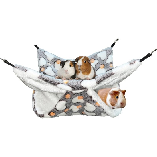 Small Pet Cage Hammock, Double Layer Guinea Pig Rat Hammock Guinea Pig Hamster Hanging Hammock Toy Bed for Chinchilla Parrots Sugar Ferret Squirrel