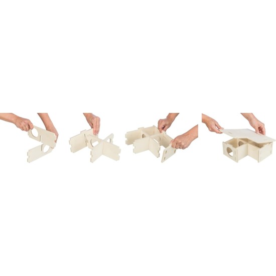 TRIXIE 61232 Species-Appropriate Small Animal House without Clips and Nails for Hamsters and Mice, with Three Chambers, 3 Chambers, 25 x 10 x 25 cm TRIXIE 61232 Species-Appropriate Small Animal House without Clips and Nails for Hamsters and Mice, with Three Chambers, 3 Chambers, 25 x 10 x 25 cm