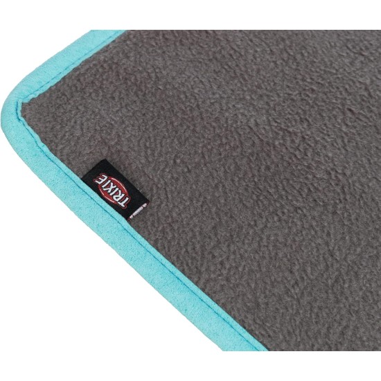 TRIXIE 63106 Indoor Mat for Small Animals Fleece Blanket for Run Areas and Small Animal Cages, 140 × 100 cm, Grey/Turquoise TRIXIE 63106 Indoor Mat for Small Animals Fleece Blanket for Run Areas and Small Animal Cages, 140 × 100 cm, Grey/Turquoise