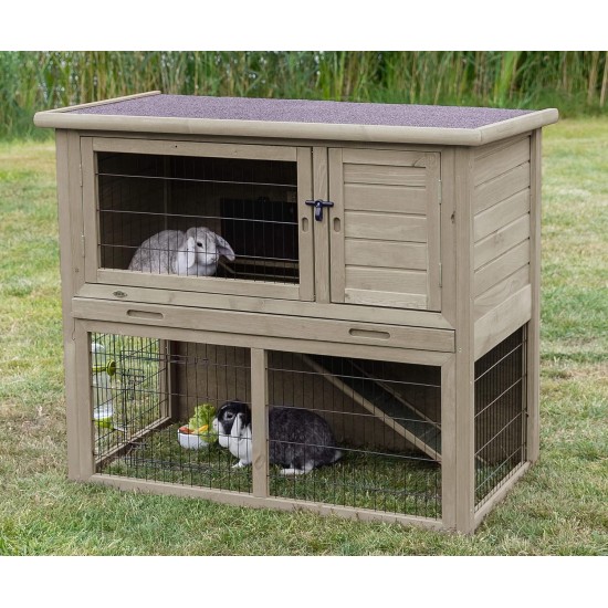 TRIXIE Natura 62303 Lockable and Weatherproof Small Animal Hutch with Outdoor Run 116 x 97 x 63 cm Grey/Green TRIXIE Natura 62303 Lockable and Weatherproof Small Animal Hutch with Outdoor Run 116 x 97 x 63 cm Grey/Green