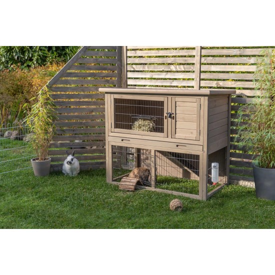 TRIXIE Natura 62303 Lockable and Weatherproof Small Animal Hutch with Outdoor Run 116 x 97 x 63 cm Grey/Green TRIXIE Natura 62303 Lockable and Weatherproof Small Animal Hutch with Outdoor Run 116 x 97 x 63 cm Grey/Green