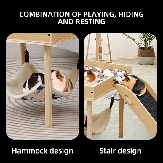 Treesunshine Guinea Pig Hammock with Wooden Stand, Wooden Hamster House, Hammock Frame with Hammock for Guinea Pigs, Chinchilla Rats, Hamsters, Rabbits, Ferrets Sleeping Treesunshine Guinea Pig Hammock with Wooden Stand, Wooden Hamster House, Hammock Frame with Hammock for Guinea Pigs, Chinchilla Rats, Hamsters, Rabbits, Ferrets Sleeping