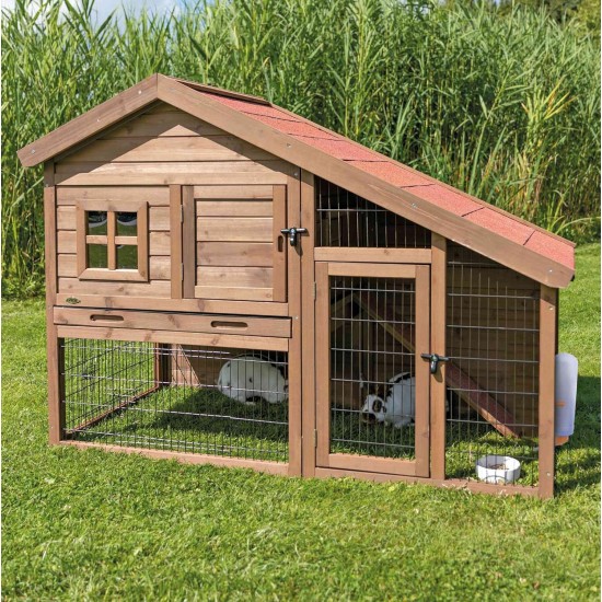 Trixie Natura Small Animal Hutch with Free Run, multicoloured Trixie Natura Small Animal Hutch with Free Run, multicoloured