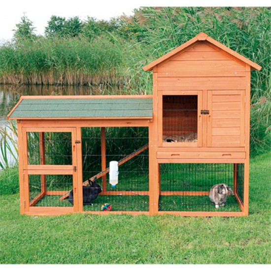 Trixie Natura Small Animal Hutch with Free Run, multicoloured Trixie Natura Small Animal Hutch with Free Run, multicoloured
