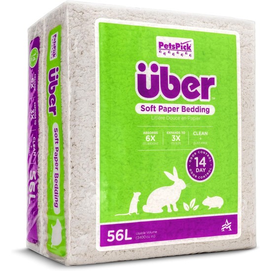 Uber Soft Paper Pet Bedding for Small Animals, White, 56 L Uber Soft Paper Pet Bedding for Small Animals, White, 56 L
