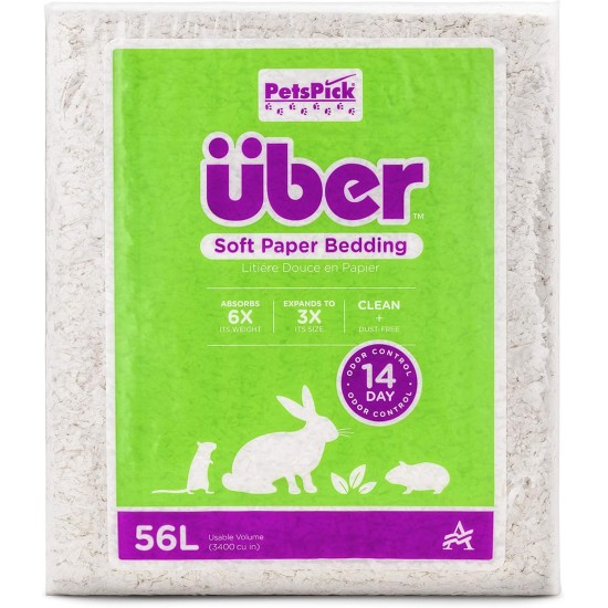 Uber Soft Paper Pet Bedding for Small Animals, White, 56 L Uber Soft Paper Pet Bedding for Small Animals, White, 56 L