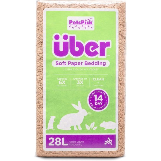 Uber Soft Paper Pet Bedding for Small Animals, White, 56 L Uber Soft Paper Pet Bedding for Small Animals, White, 56 L
