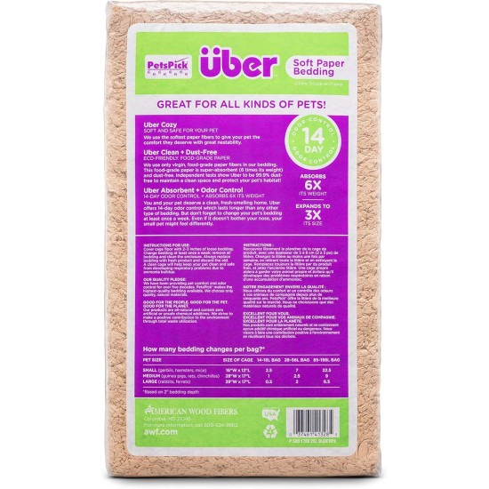 Uber Soft Paper Pet Bedding for Small Animals, White, 56 L Uber Soft Paper Pet Bedding for Small Animals, White, 56 L