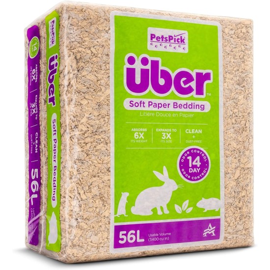 Uber Soft Paper Pet Bedding for Small Animals, White, 56 L Uber Soft Paper Pet Bedding for Small Animals, White, 56 L