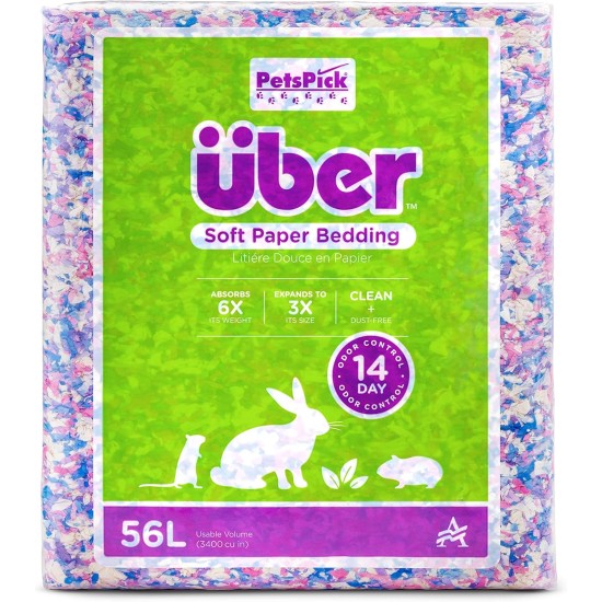 Uber Soft Paper Pet Bedding for Small Animals, White, 56 L Uber Soft Paper Pet Bedding for Small Animals, White, 56 L