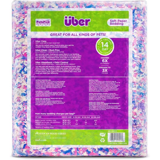 Uber Soft Paper Pet Bedding for Small Animals, White, 56 L Uber Soft Paper Pet Bedding for Small Animals, White, 56 L