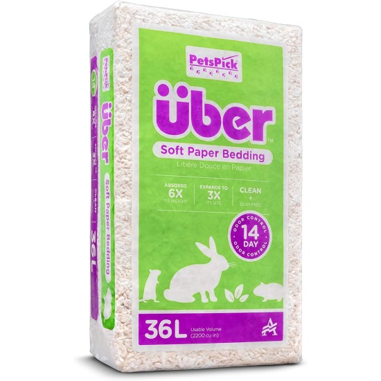 Uber Soft Paper Pet Bedding for Small Animals, White, 56 L Uber Soft Paper Pet Bedding for Small Animals, White, 56 L