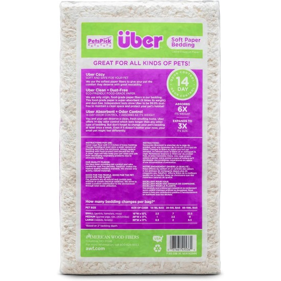 Uber Soft Paper Pet Bedding for Small Animals, White, 56 L Uber Soft Paper Pet Bedding for Small Animals, White, 56 L