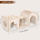 Woiworco Extra Large Rabbit Castle Hiding Place Rabbit House with 3 Houses and Toys, Wooden Rabbit Hideout Indoor Large Rabbit Hutch Playhouses and Hiding Hides Nut Lock Hamsters and Guinea Pigs Woiworco Extra Large Rabbit Castle Hiding Place Rabbit House with 3 Houses and Toys, Wooden Rabbit Hideout Indoor Large Rabbit Hutch Playhouses and Hiding Hides Nut Lock Hamsters and Guinea Pigs
