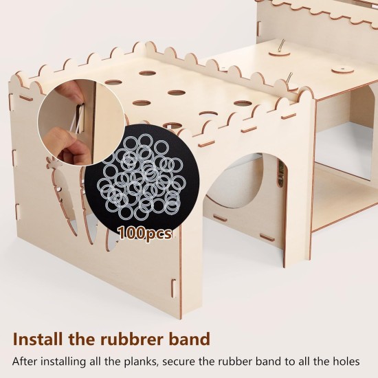 Woiworco Extra Large Rabbit Castle Hiding Place Rabbit House with 3 Houses and Toys, Wooden Rabbit Hideout Indoor Large Rabbit Hutch Playhouses and Hiding Hides Nut Lock Hamsters and Guinea Pigs Woiworco Extra Large Rabbit Castle Hiding Place Rabbit House with 3 Houses and Toys, Wooden Rabbit Hideout Indoor Large Rabbit Hutch Playhouses and Hiding Hides Nut Lock Hamsters and Guinea Pigs